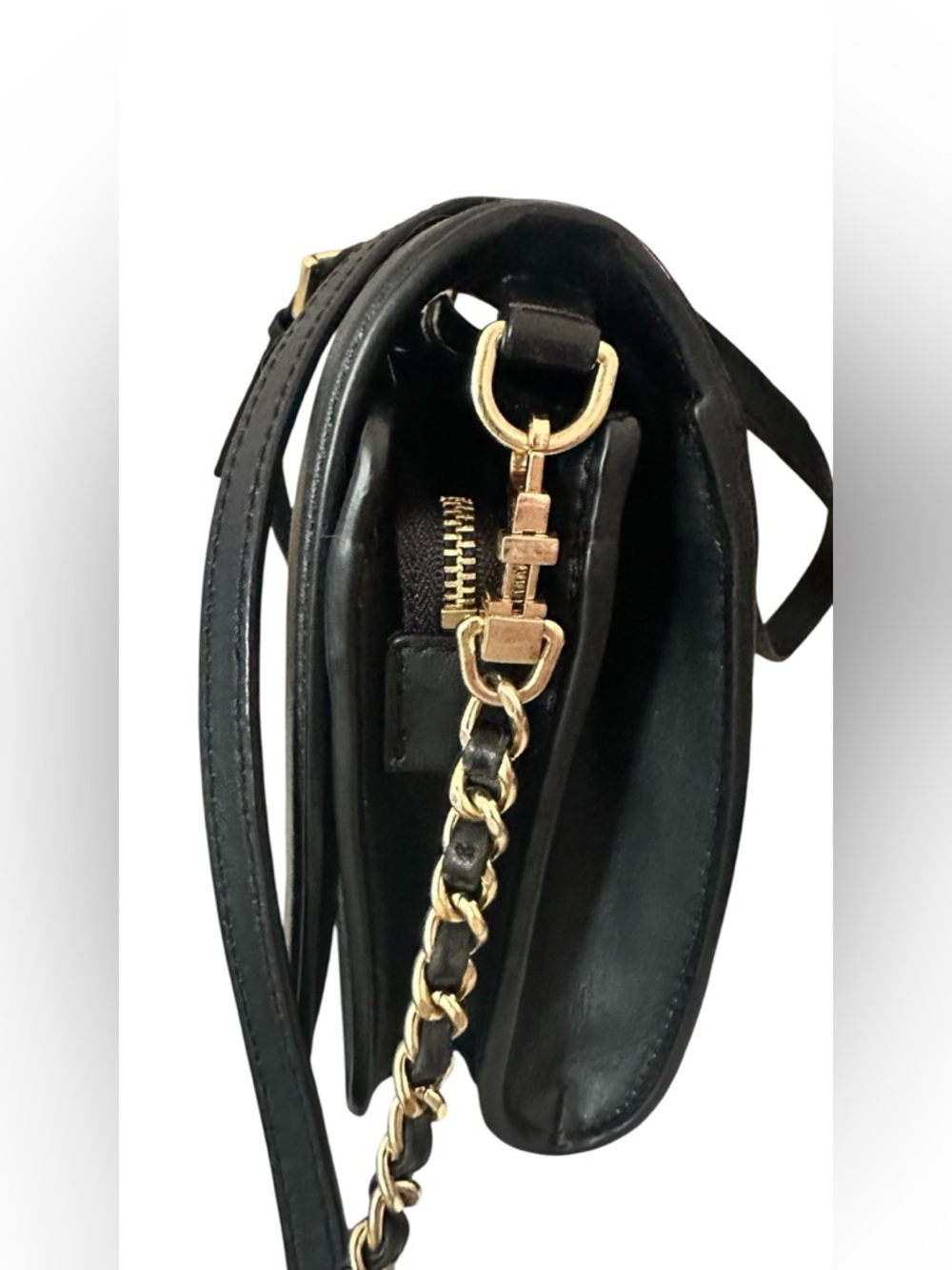 Tory Burch Fleming Quilted Leather Crossbody Shoulder Bag Black EUC Dust Bag - Picture 9 of 13